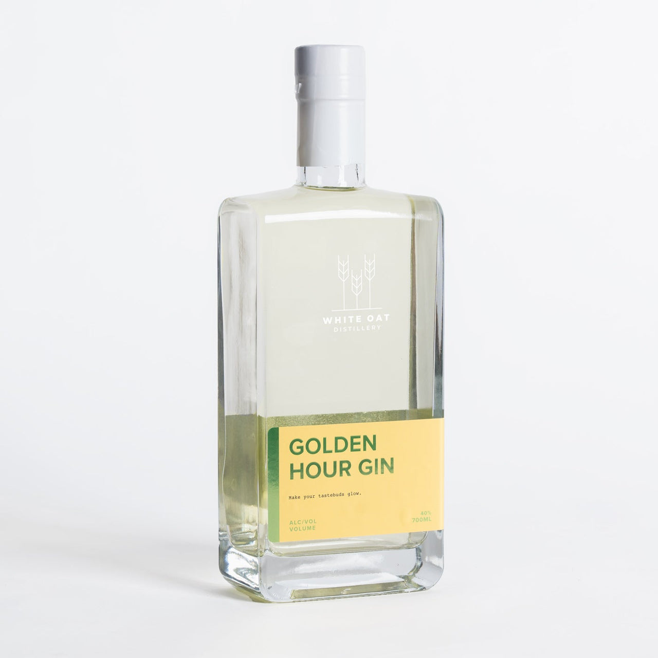 Bottle of Golden Hour Gin on a white background